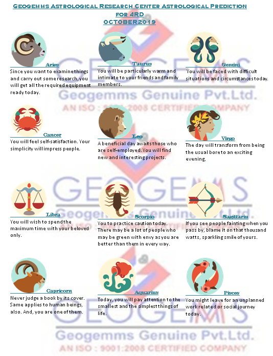 Horoscope for 4th October 2019 GeoGemms